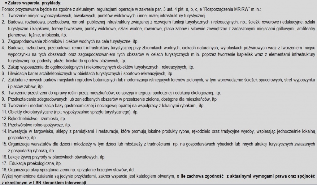 ZAKRES WSPARCIA P.1.2 - PRZYKŁADY 