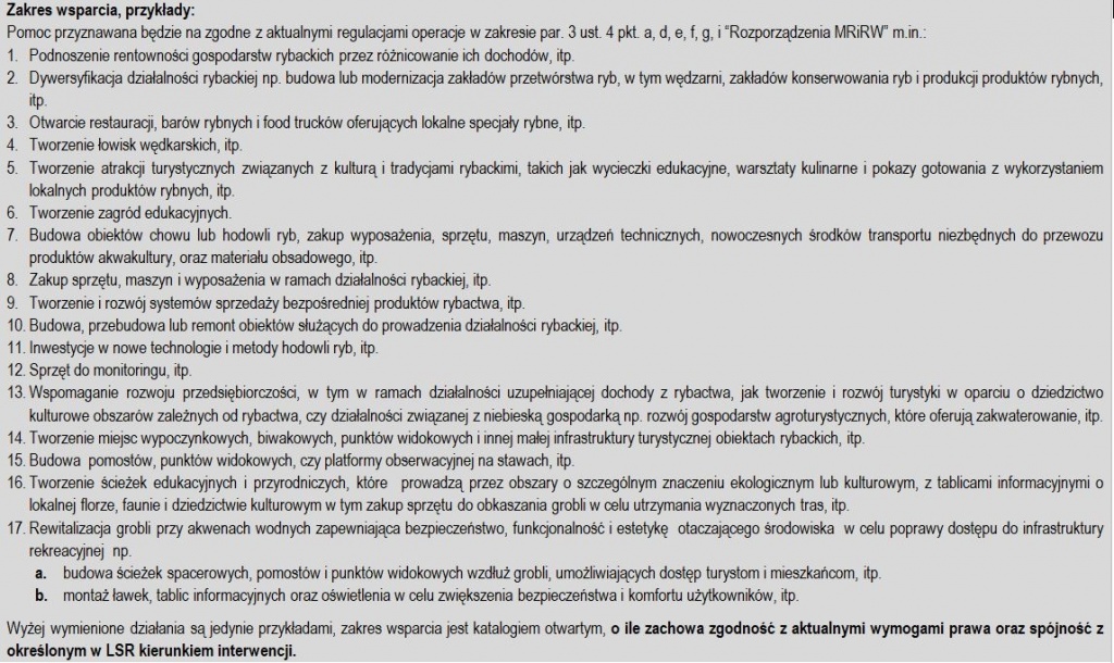 ZAKRES WSPARCIA - PRZYKŁADY